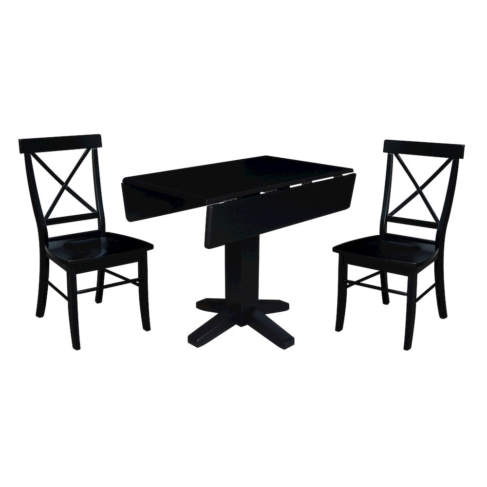 Set of 3 pcs - 36" Square Dual drop leaf dining table with 2 RTA chairs