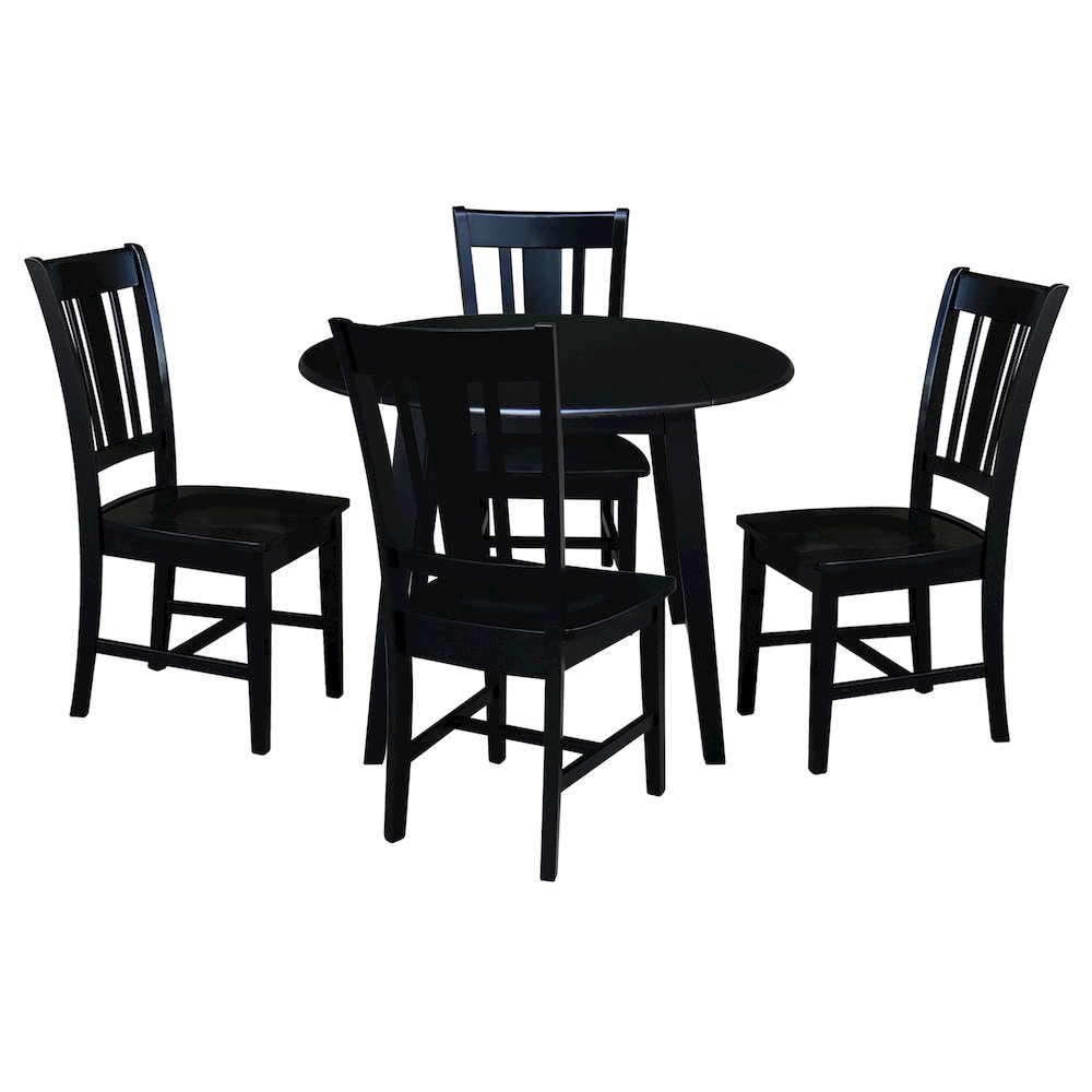 Set of 5 pcs - 42" Round Dual Drop Leaf Table with 4 RTA chairs