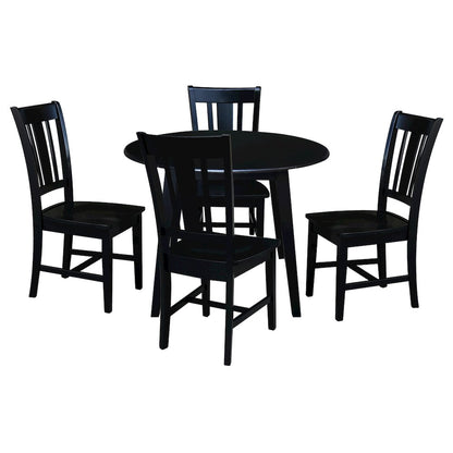 Set of 5 pcs - 42" Round Dual Drop Leaf Table with 4 RTA chairs
