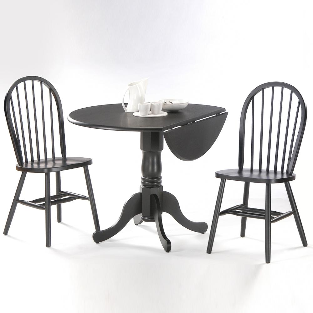 42" Dual Drop Leaf Table With 2 Windsor Chairs