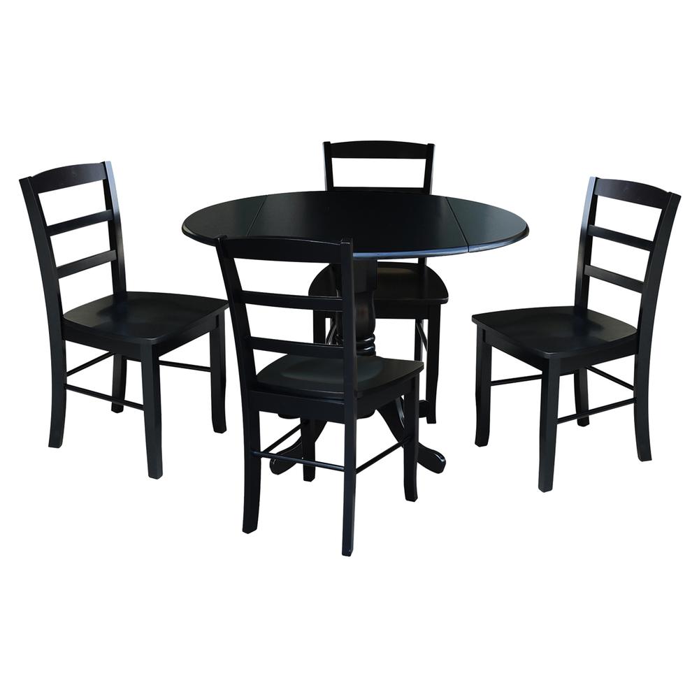 42 in. Dual Drop Leaf Table with 4 Ladder Back Dining Chairs