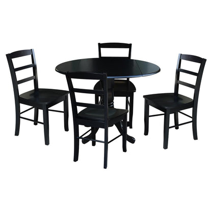 42 in. Dual Drop Leaf Table with 4 Ladder Back Dining Chairs