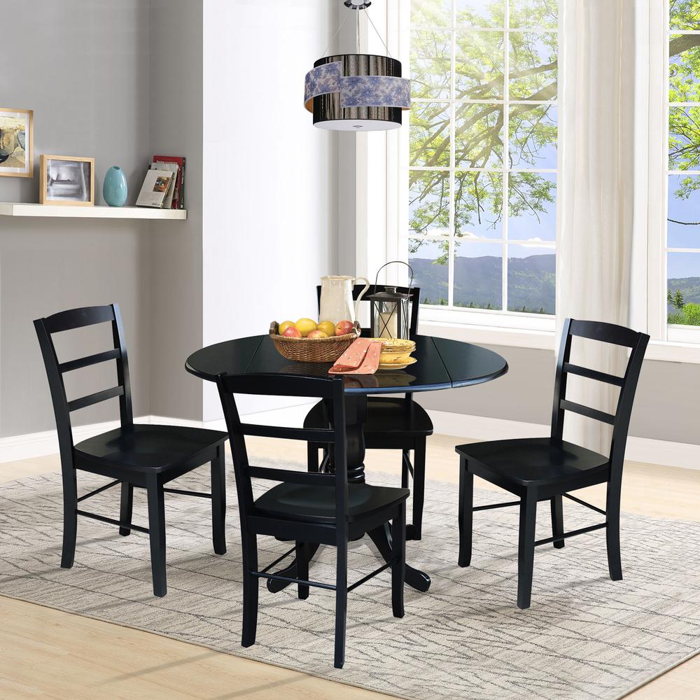 42 in. Dual Drop Leaf Table with 4 Ladder Back Dining Chairs