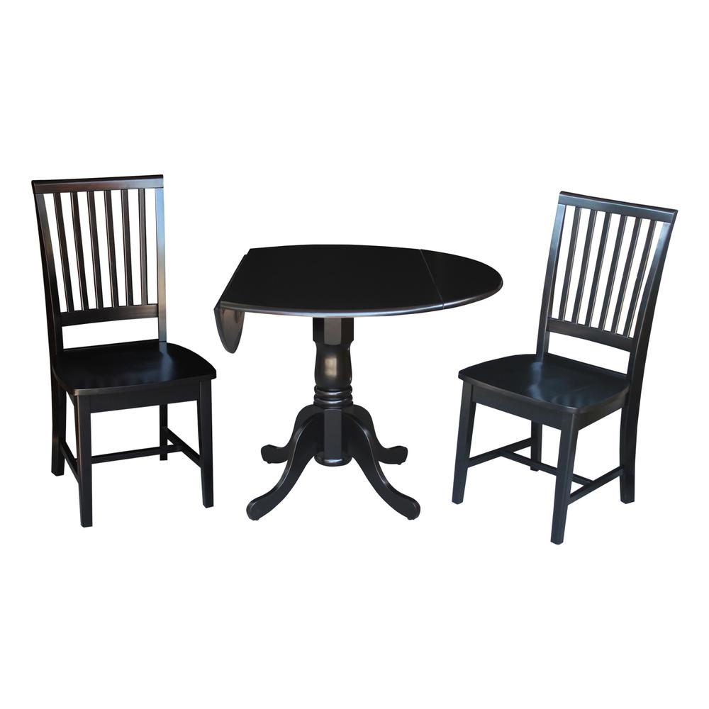 42" Dual Drop Leaf Table With 2 Mission Chairs