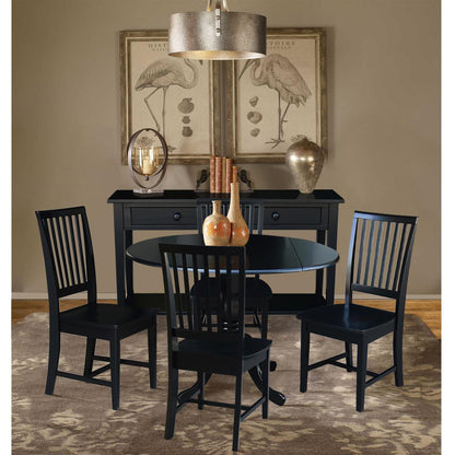 42 in. Dual Drop Leaf Table with 4 Slat Back Dining Chairs - 5 Piece Dining Set