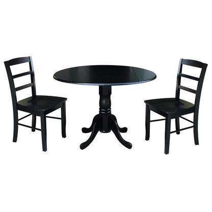 42 in. Dual Drop Leaf Table with 2 Ladder Back Dining Chairs