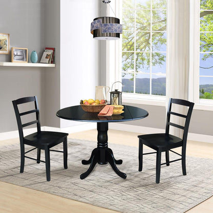 42 in. Dual Drop Leaf Table with 2 Ladder Back Dining Chairs