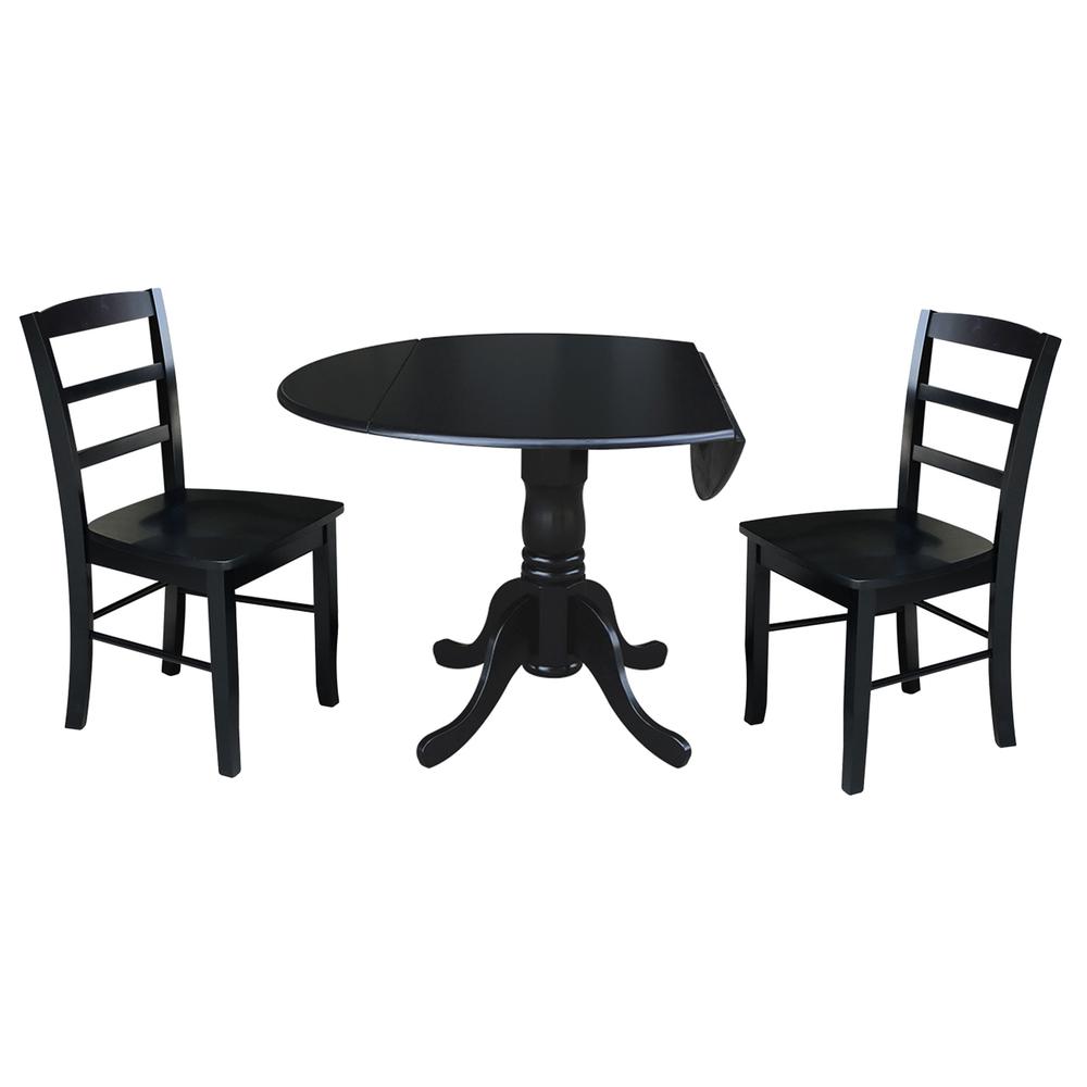 42 in. Dual Drop Leaf Table with 2 Ladder Back Dining Chairs