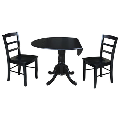 42 in. Dual Drop Leaf Table with 2 Ladder Back Dining Chairs