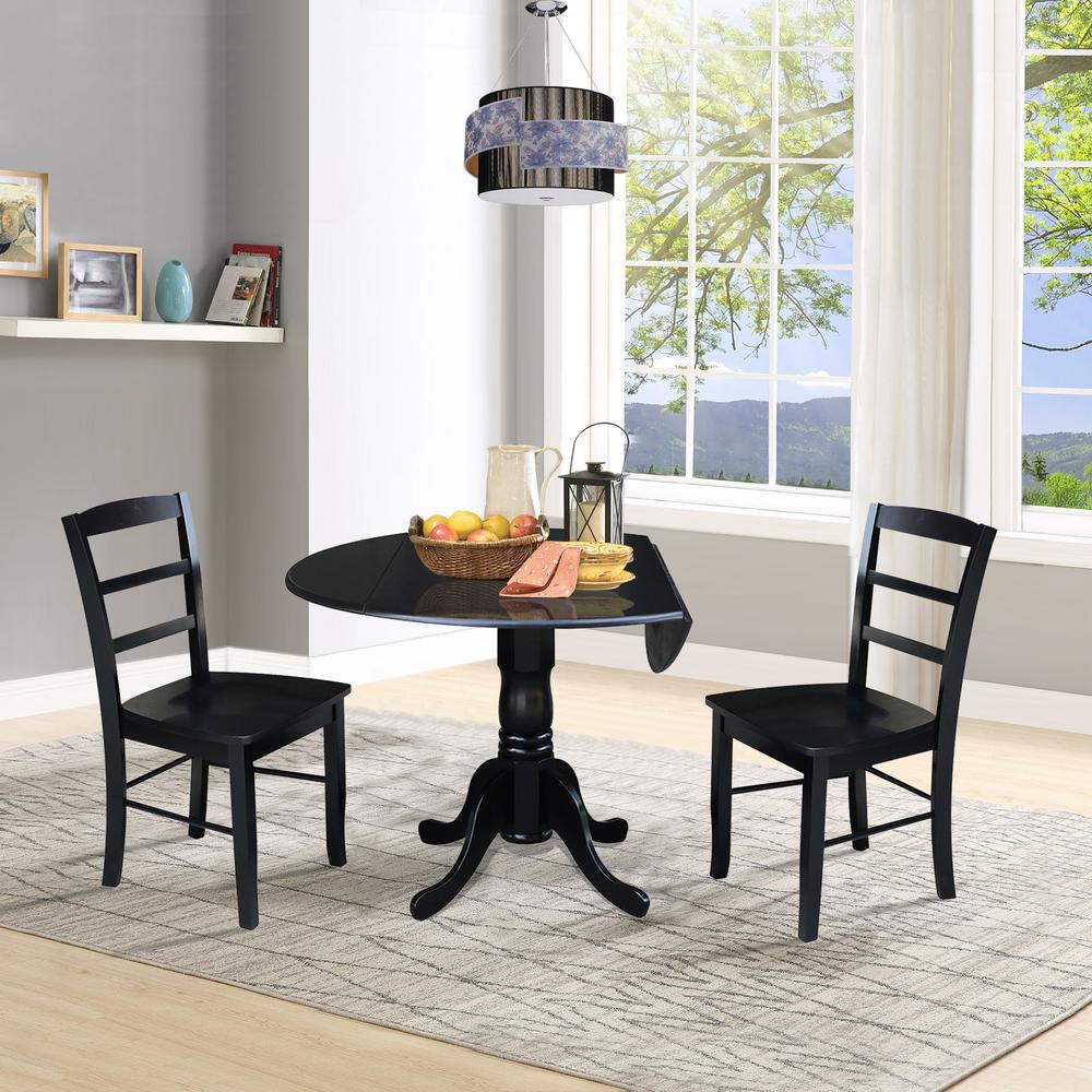 42 in. Dual Drop Leaf Table with 2 Ladder Back Dining Chairs