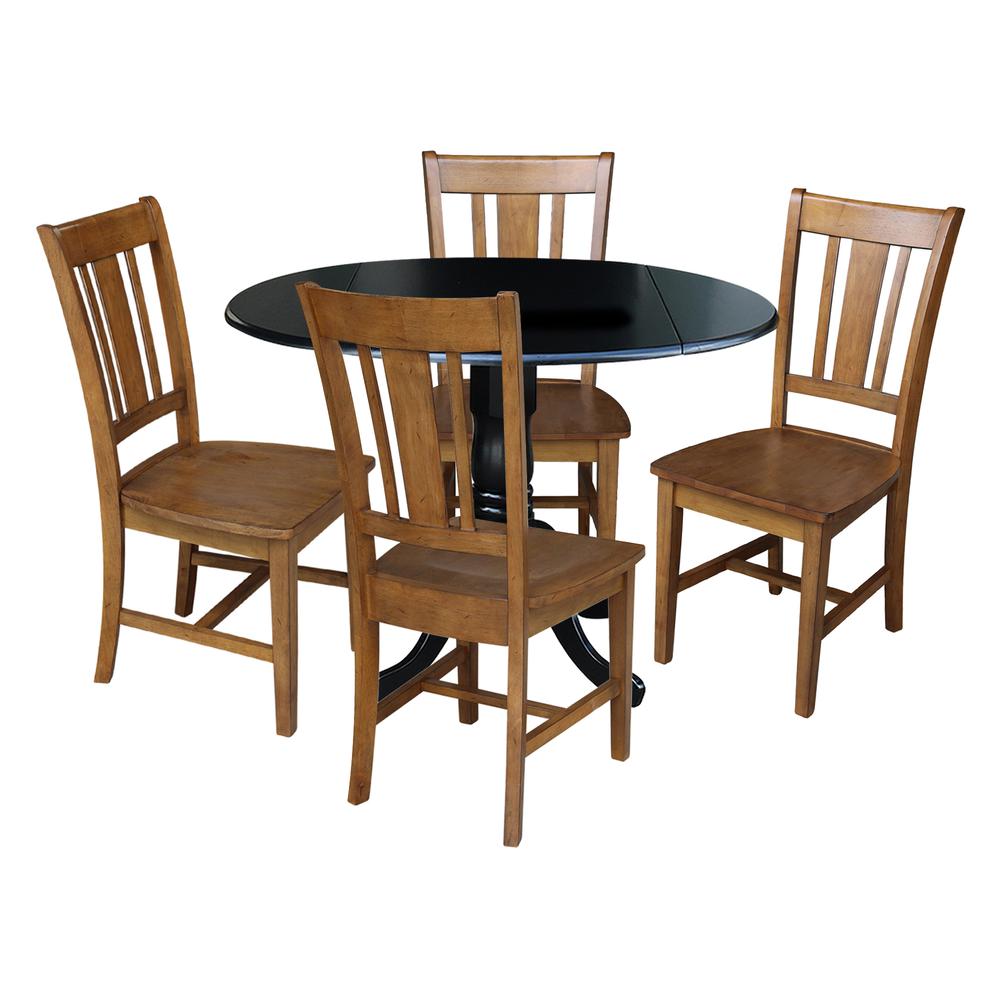 42 in. Dual Drop Leaf Table with 4 Splat Back Dining Chairs - 5 Piece Dining Set