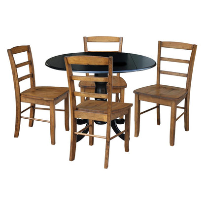 42 in. Dual Drop Leaf Table with 4 Ladder Back Dining Chairs