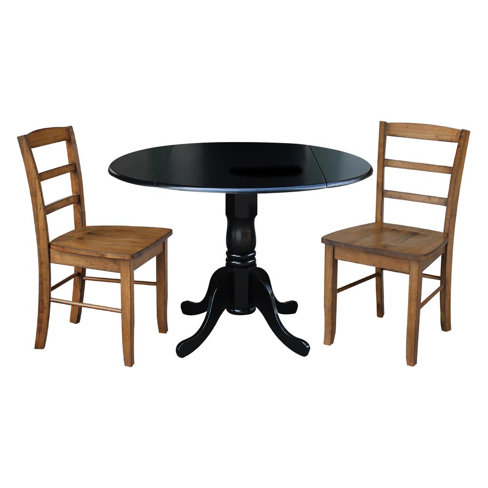 42 in. Dual Drop Leaf Table with 2 Ladder Back Dining Chairs