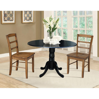 42 in. Dual Drop Leaf Table with 2 Ladder Back Dining Chairs