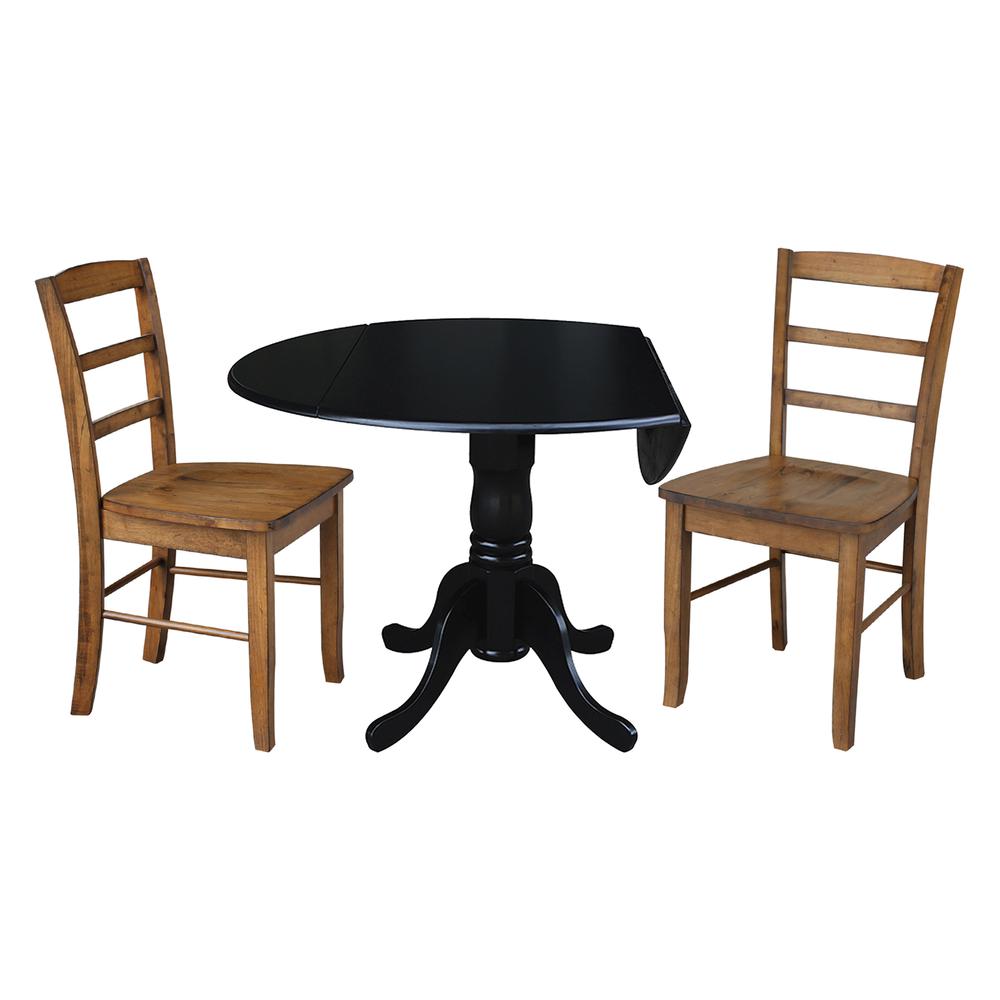 42 in. Dual Drop Leaf Table with 2 Ladder Back Dining Chairs