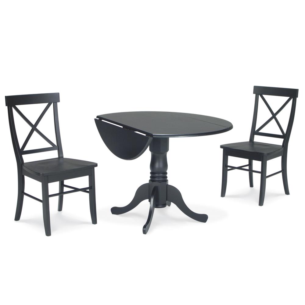 42" Dual Drop Leaf Table With 2 X-Back Chairs