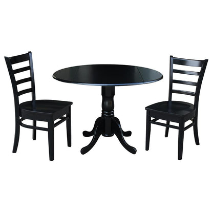 42 in. Dual Drop Leaf Table with 2 Ladder Back Dining Chairs