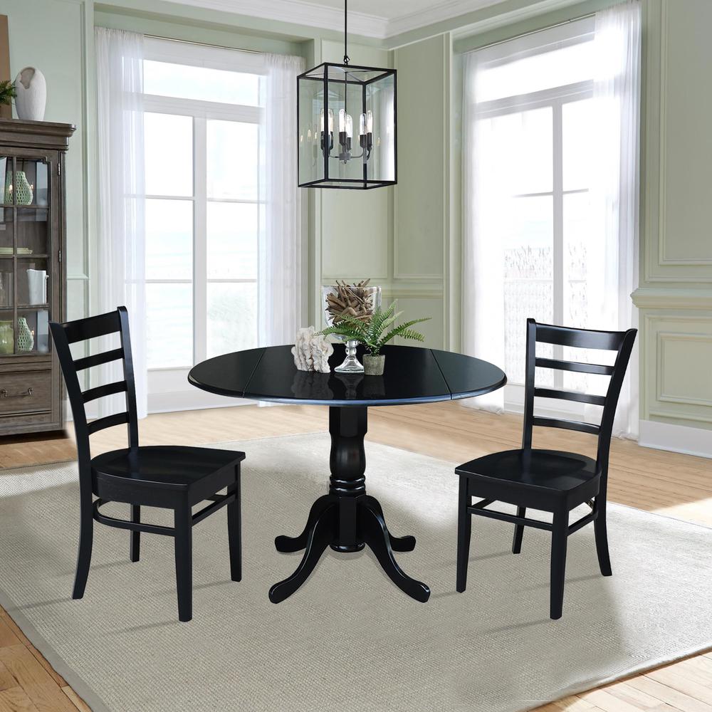 42 in. Dual Drop Leaf Table with 2 Ladder Back Dining Chairs