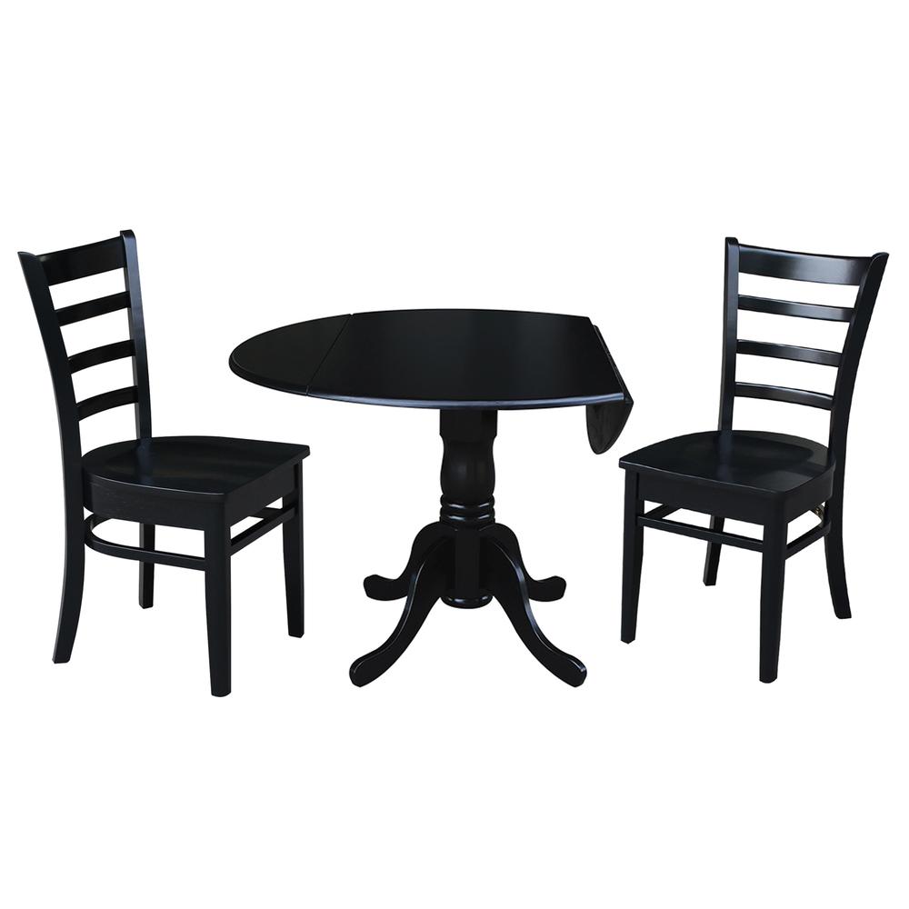 42 in. Dual Drop Leaf Table with 2 Ladder Back Dining Chairs