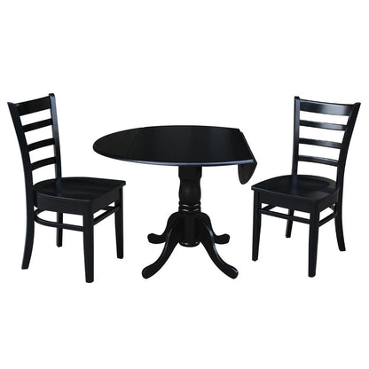 42 in. Dual Drop Leaf Table with 2 Ladder Back Dining Chairs