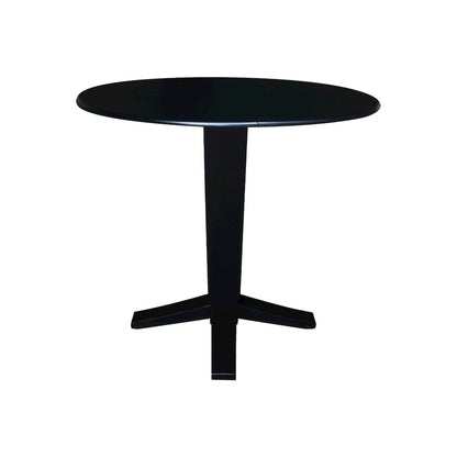 42 in Round Dual Drop Leaf Pedestal Counter Height Dining Table in Black