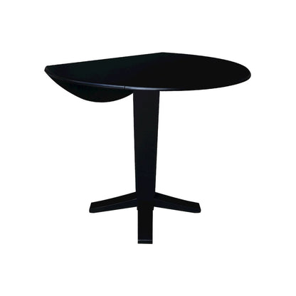 42 in Round Dual Drop Leaf Pedestal Counter Height Dining Table in Black