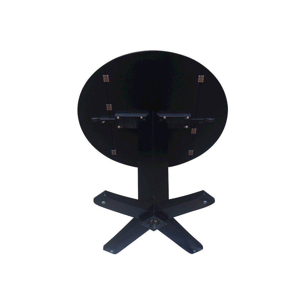 42 in Round Dual Drop Leaf Pedestal Counter Height Dining Table in Black