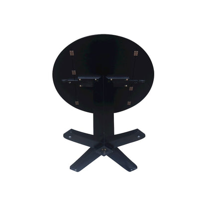 42 in Round Dual Drop Leaf Pedestal Counter Height Dining Table in Black