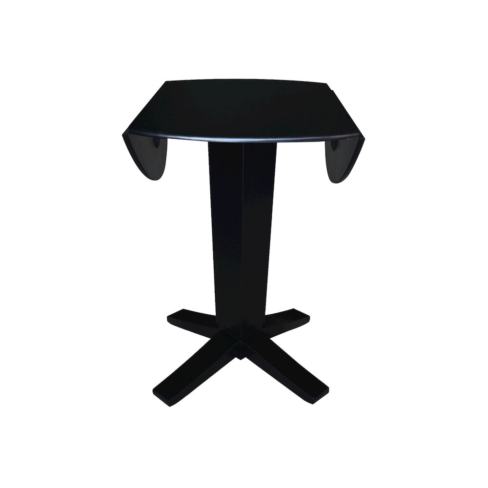 42 in Round Dual Drop Leaf Pedestal Counter Height Dining Table in Black