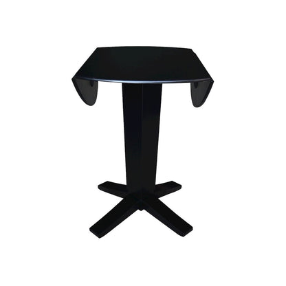 42 in Round Dual Drop Leaf Pedestal Counter Height Dining Table in Black