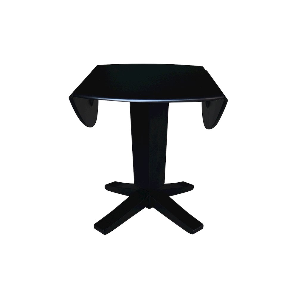 42 in Round Dual Drop Leaf Pedestal Dining Table in Black