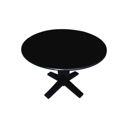 42 in Round Dual Drop Leaf Pedestal Dining Table in Black