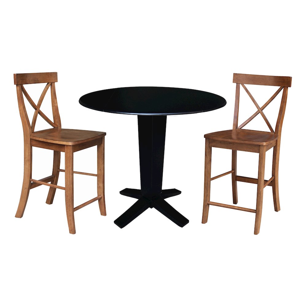 42 in Counter Height Dining Table with 2 Stools - 3 Piece Set