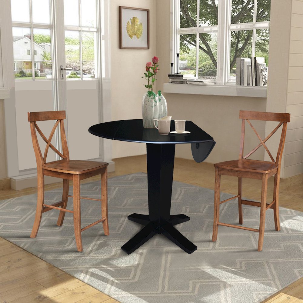 42 in Counter Height Dining Table with 2 Stools - 3 Piece Set