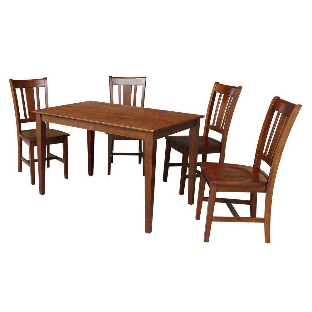 30x48 Dining Table with 4 Chairs in Espresso