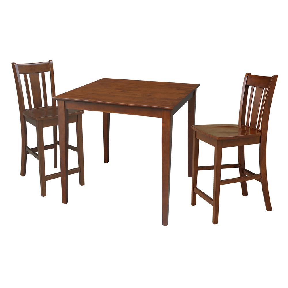 36" x 36" Counter Height Dining Table With 2 Counter Height Stools