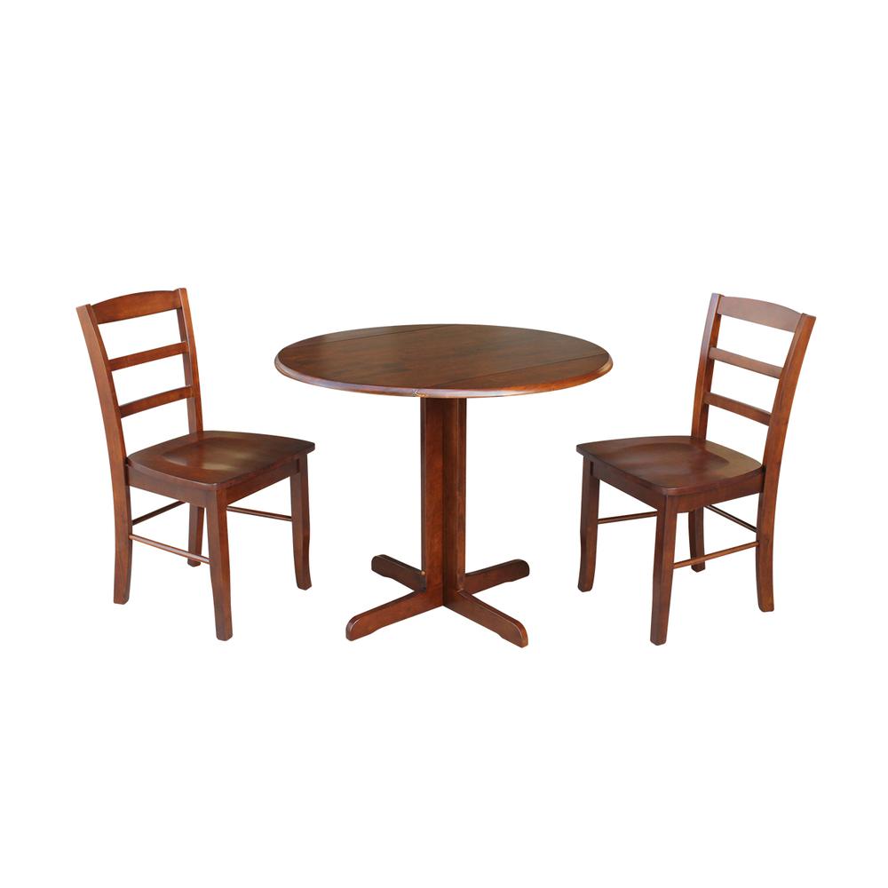 36" Dual Drop Leaf Table With 2 Ladder Back Chairs
