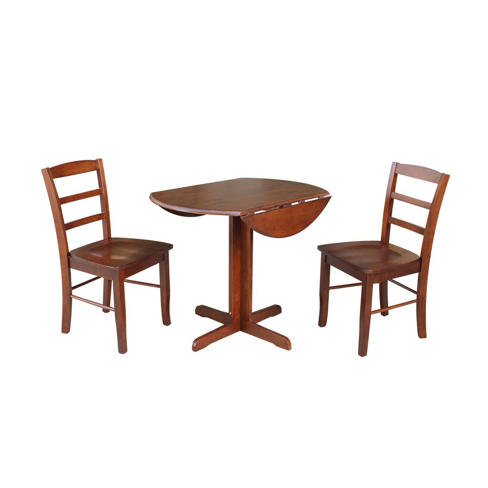 36" Dual Drop Leaf Table With 2 Ladder Back Chairs