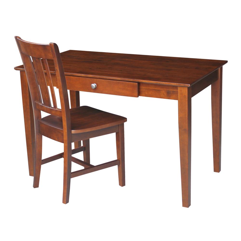Desk With Drawer - Basic Size And Chair, Espresso