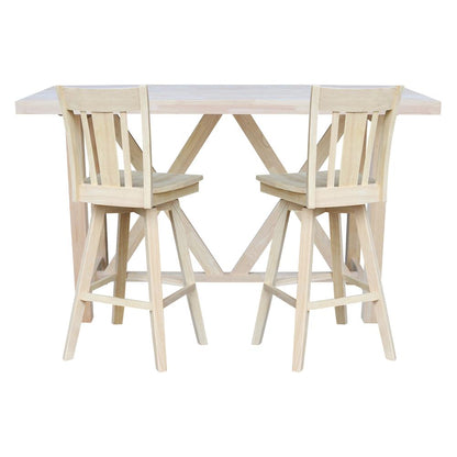 Bar Height Table With 2 Spalt Back Swivel Bar Stools - 30 in. Seat Height
