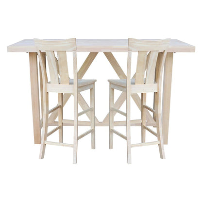 Bar Height Table With 2 Splat Back Bar Stools - 30 in. Seat Height