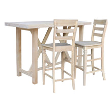 Bar Height Table With 2 Ladder Back Bar Stools - 30 in. Seat Height