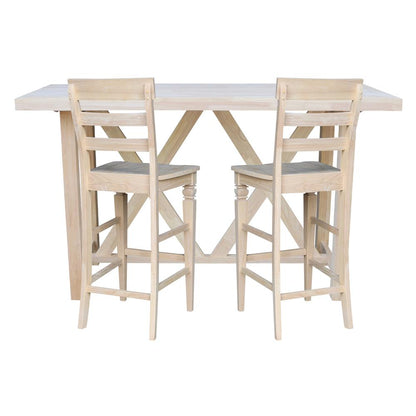 Bar Height Table With 2 Ladder Back Bar Stools - 30 in. Seat Height