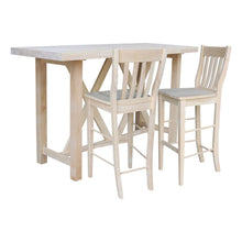 Bar Height Table With 2 Slat Back Bar Stools - 30 in. Seat Height