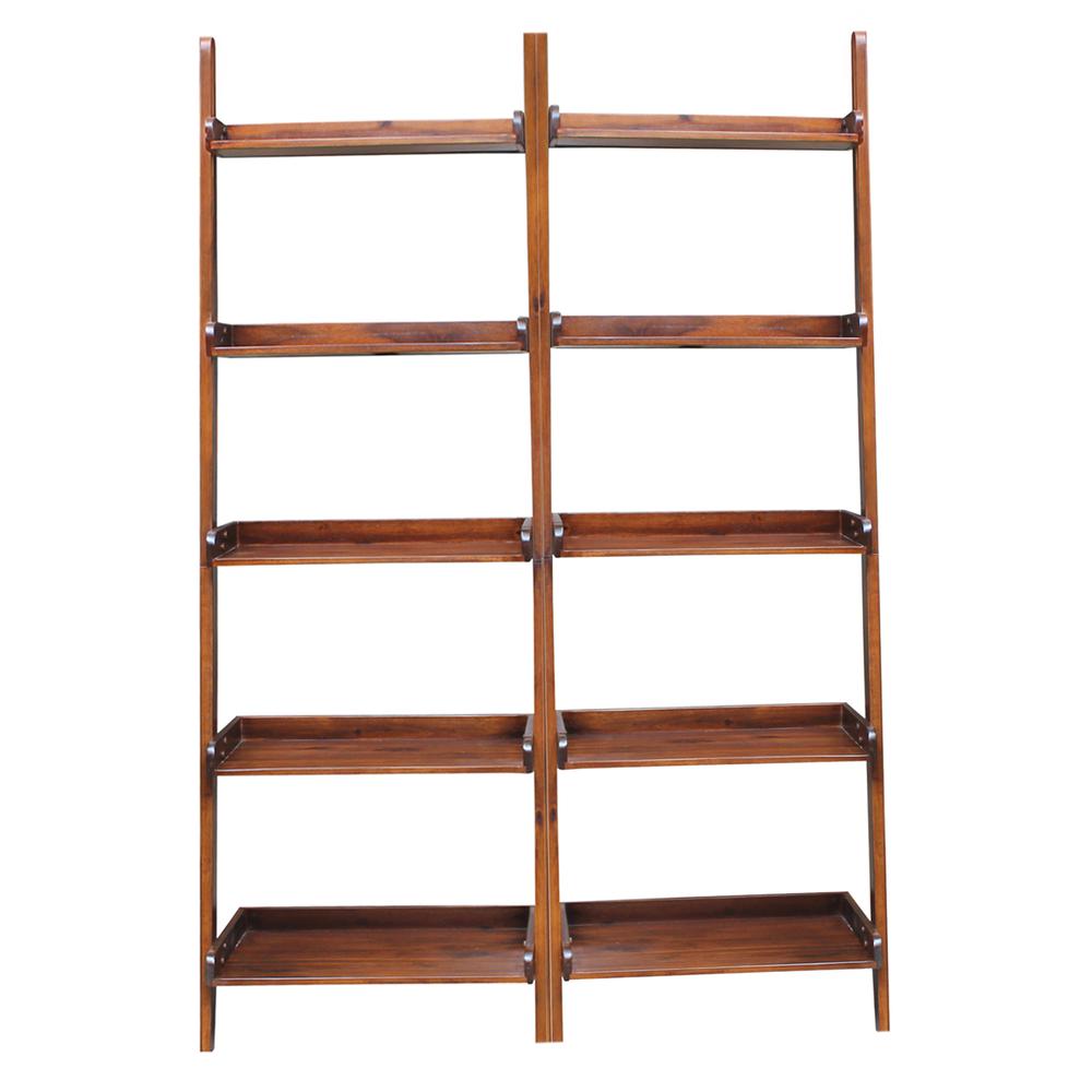 Lean To Shelf Unit, With 5 Shelves, Espresso