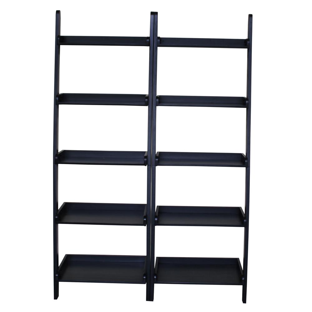 Lean To Shelf Unit, With 5 Shelves, Black