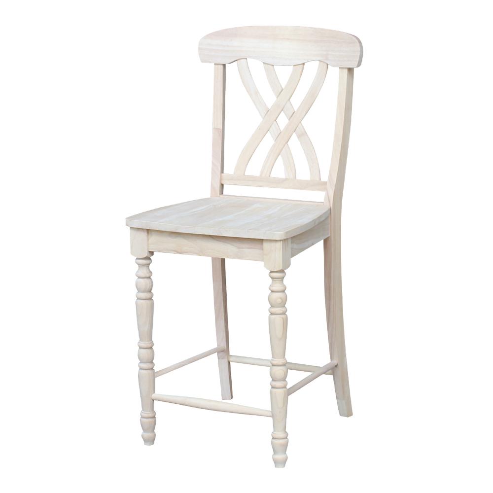 Lattice Counter height Stool - 24" Seat Height, Unfinished