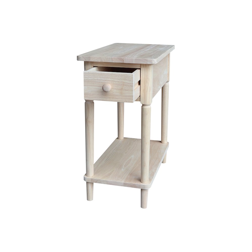 Solid Wood Narrow Side Table, Unfinished