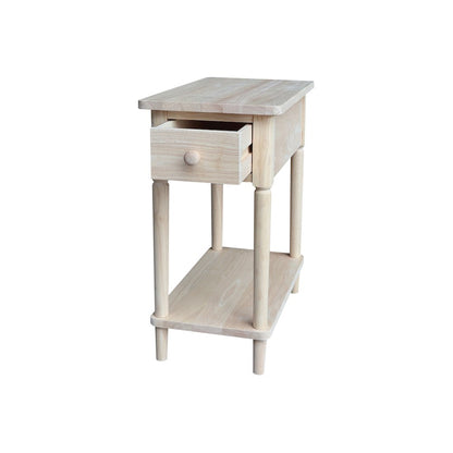 Solid Wood Narrow Side Table, Unfinished