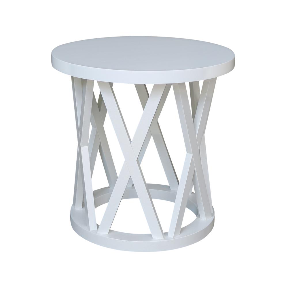Round Ceylon End Table, White